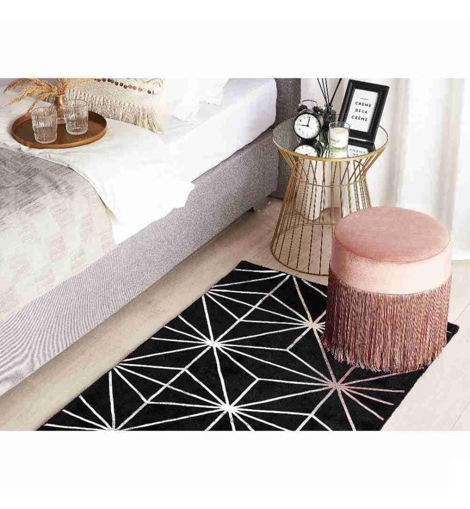 Tapis SIBEL Noir 80 x 150 cm Soie artificielle