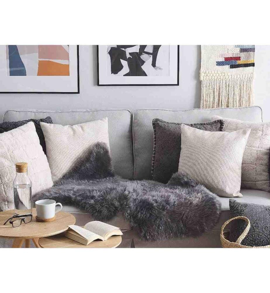 Déco en peau de mouton ULURU Gris foncé 65 x 110 cm