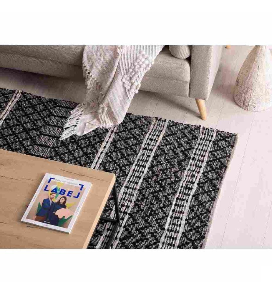Tapis FEHIMLI Noir 140 x 200 cm Cuir