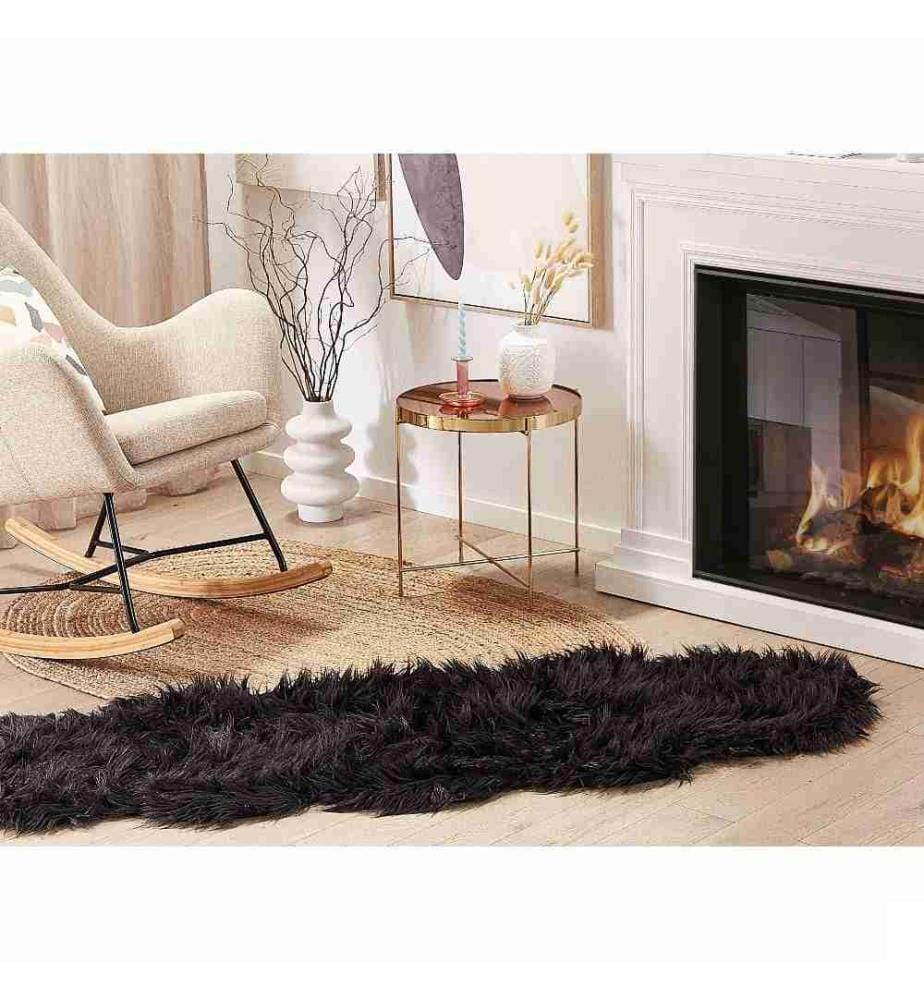 Tapis en fausse fourrure MAMUNGARI Noir 60 x 180 cm