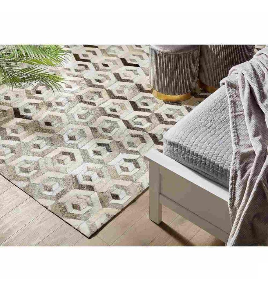 Tapis TAVAK Beige 140 x 200 cm Cuir