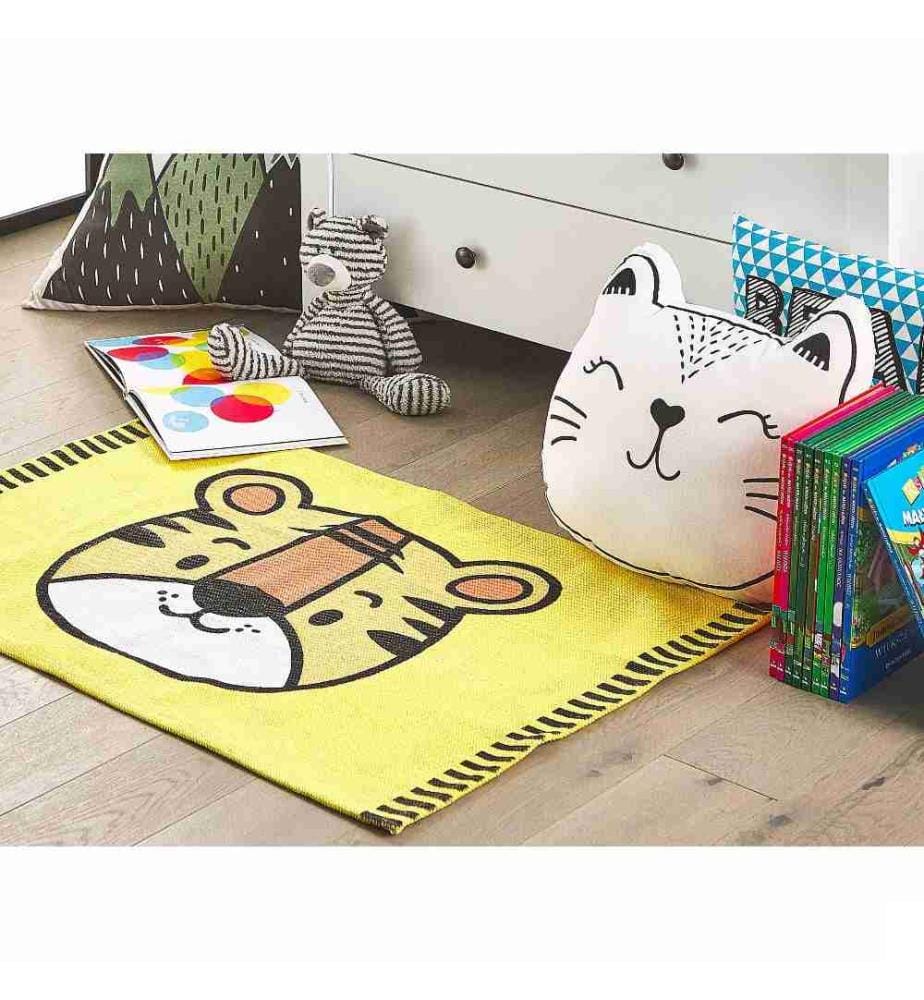 Tapis enfant RANCHI Jaune 60 x 90 cm Coton