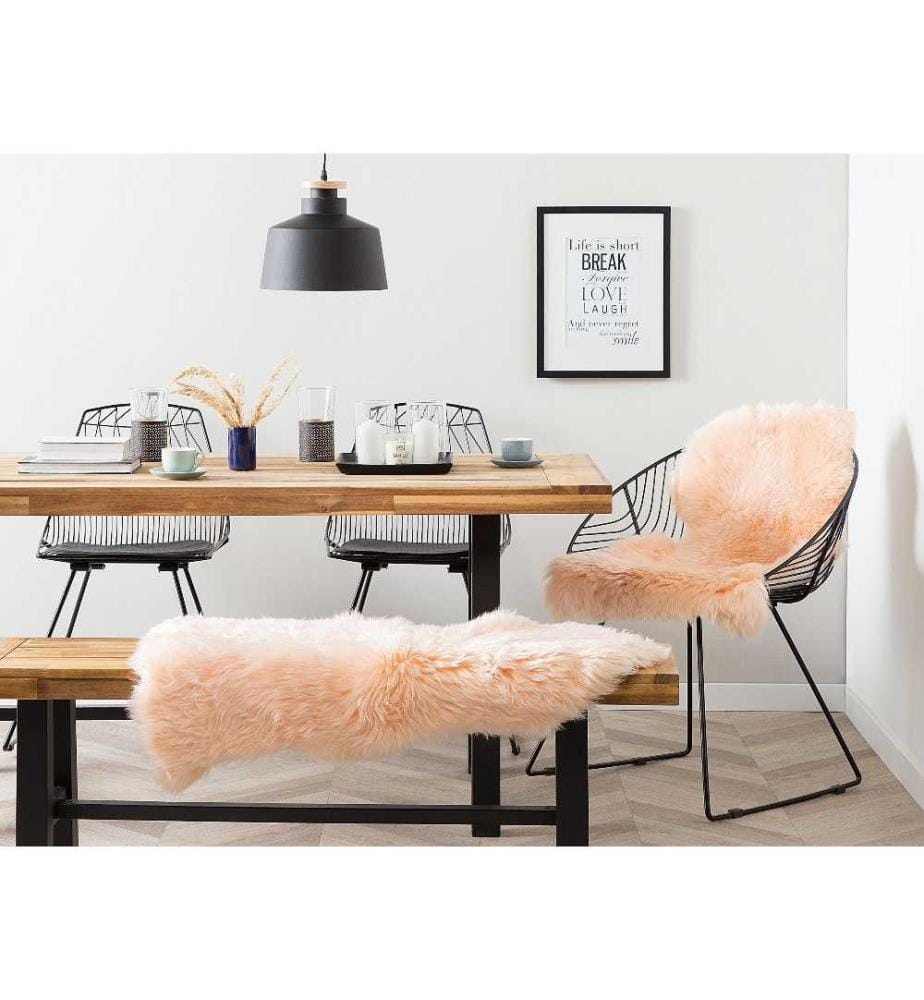 Déco en peau de mouton ULURU Rose pêche 65 x 110 cm