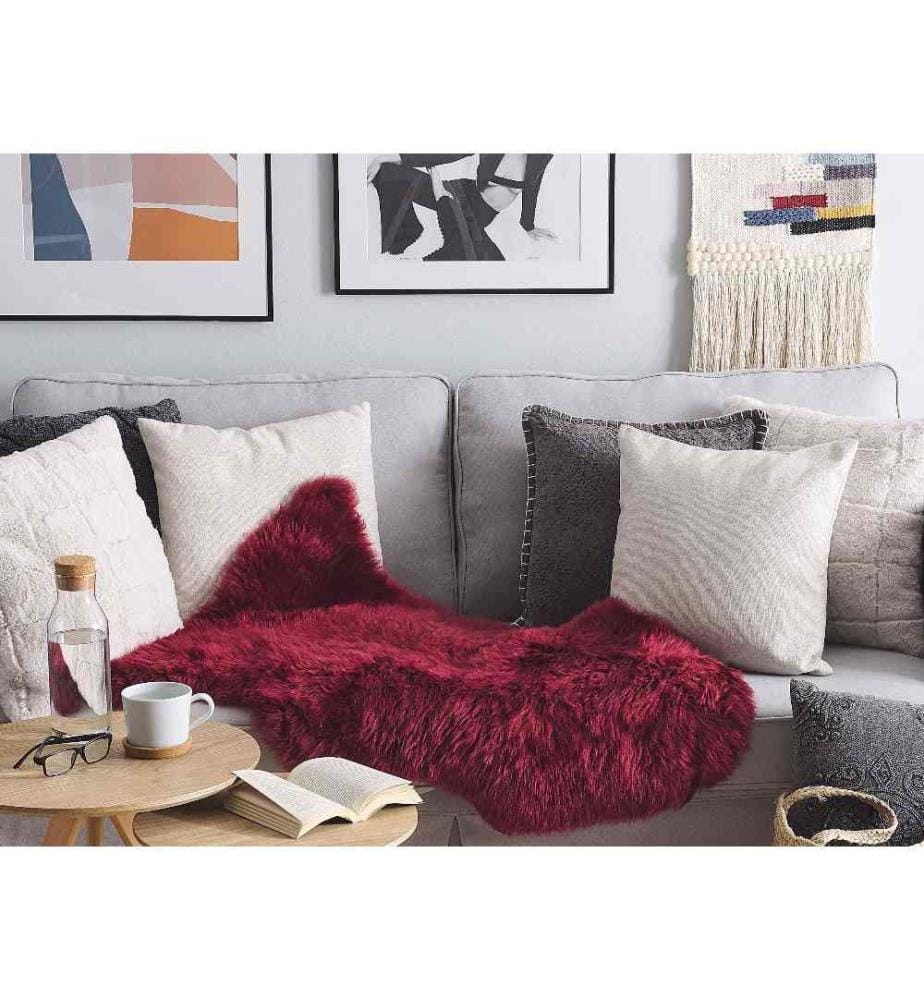 Déco en peau de mouton ULURU Rouge Bordeaux 65 x 110 cm