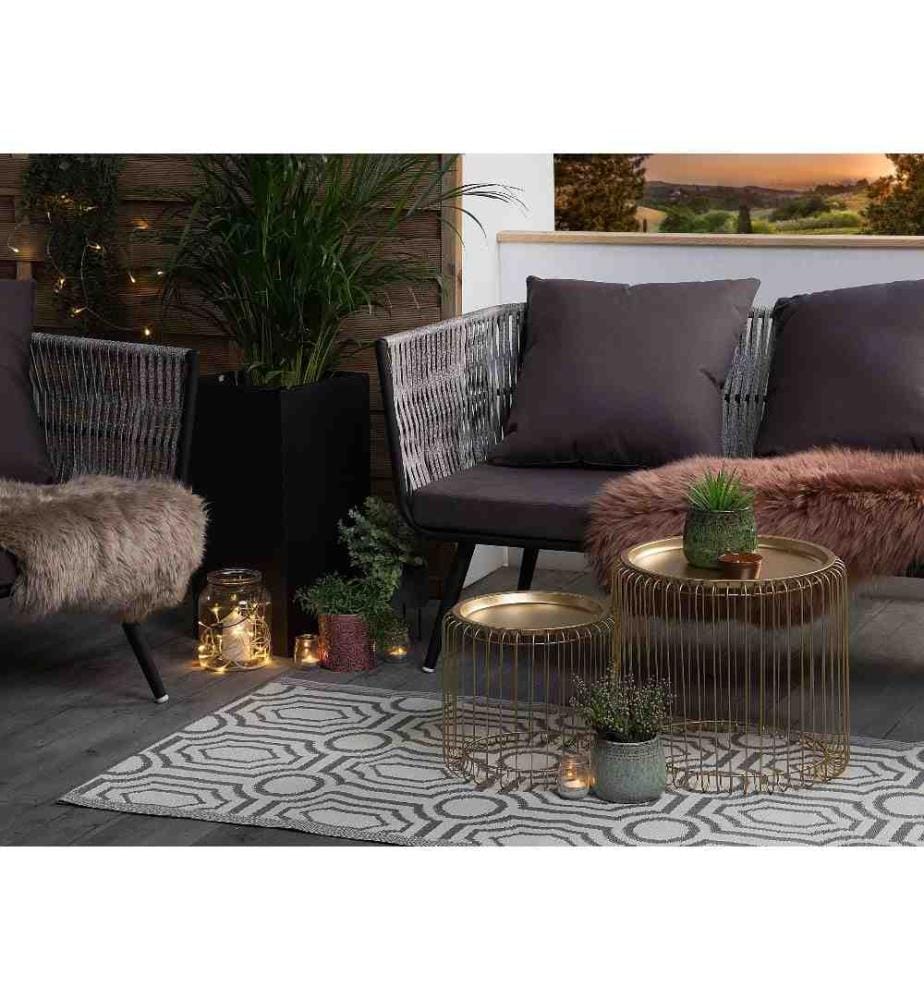 Tapis d'Extérieur Gris Foncé en Polypropylène pour Terrasse au Style Moderne 90 x 180 cm