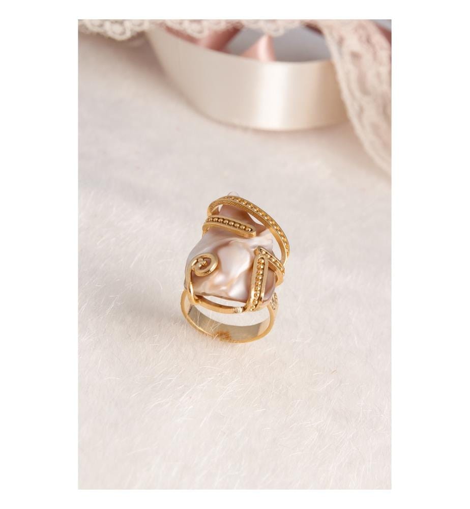 Bague en perles - blanche