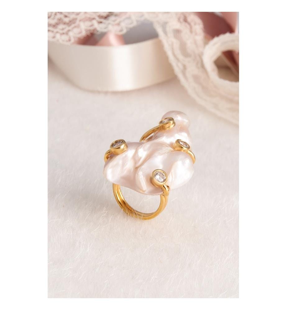 Bague en perles - blanche