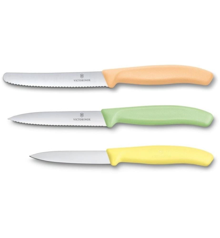 VICTORINOX - Couteau à légumes Trend Colors 3 pièces, Jaune/Vert/Orange