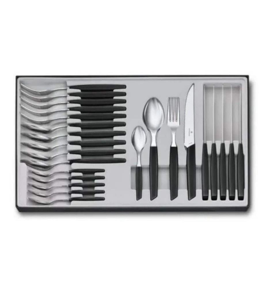 VICTORINOX - Kits de couverts Swiss Modern 24-parties, Noir