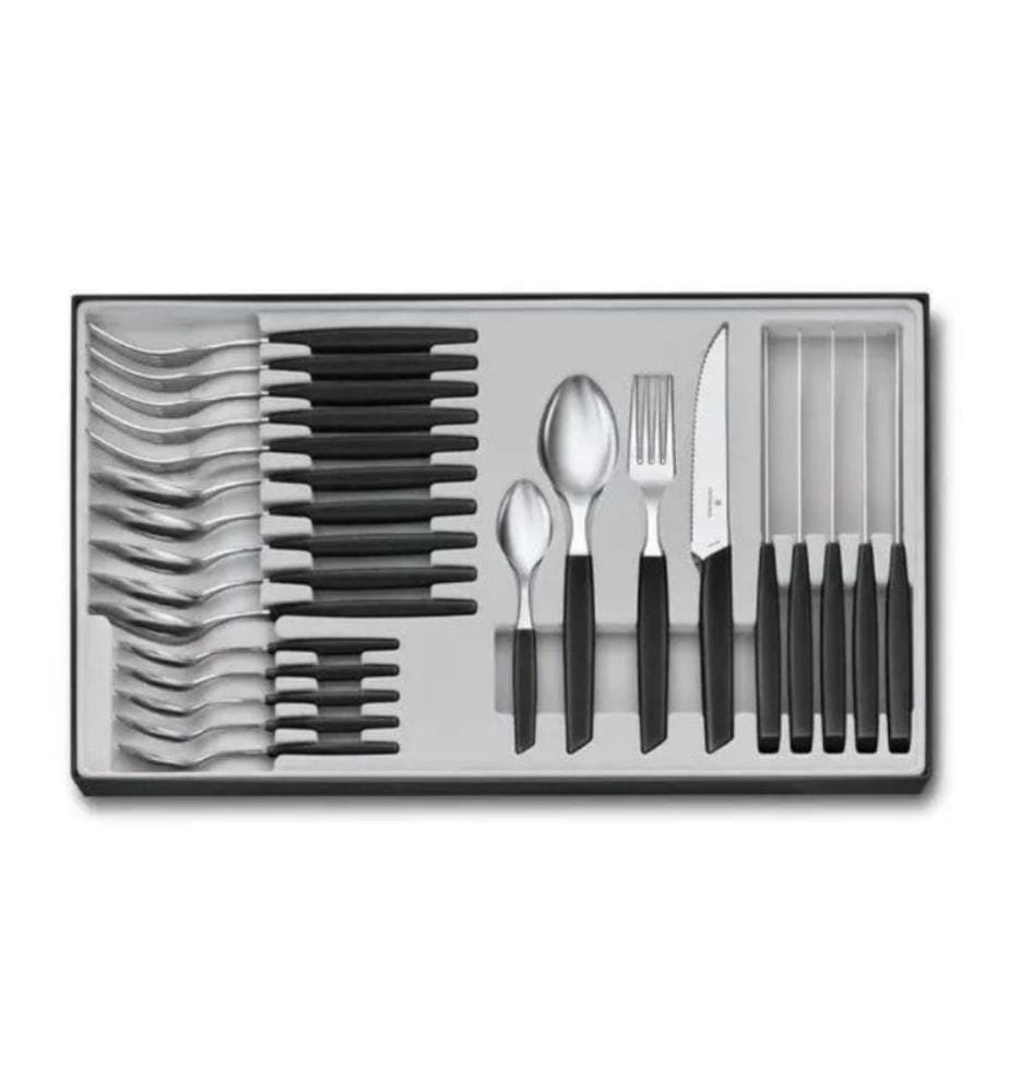 VICTORINOX - Kits de couverts Swiss Modern 24-parties, Noir
