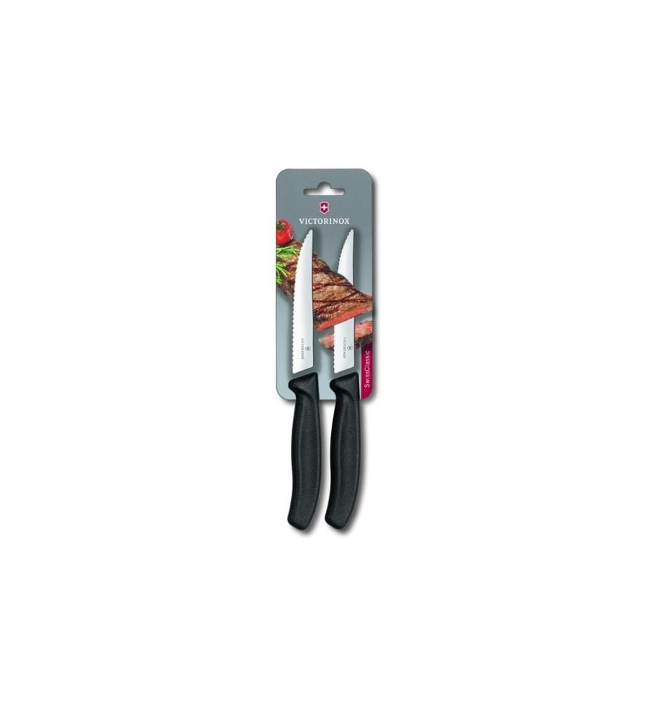 VICTORINOX - Couteau à steak Swisss Classic Gourmet Medium, 2 Pièce/s, Noir