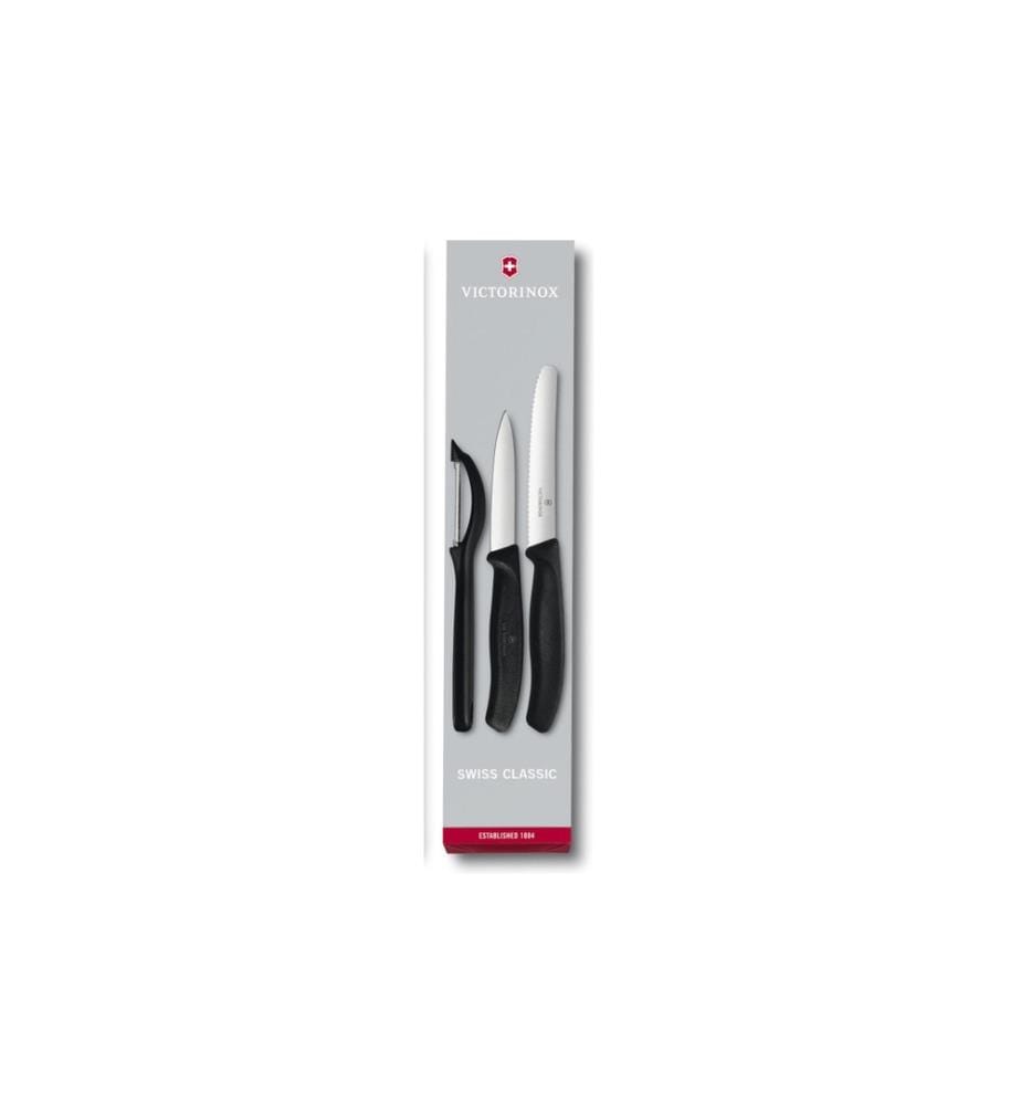 VICTORINOX - Couteau à légumes Set avec éplucheur 3 pièces, noir