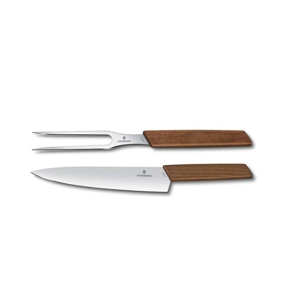 VICTORINOX - Couverts à trancher Swiss Modern 2-pièces, Noyer