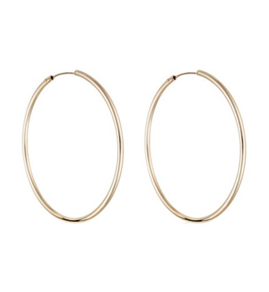 Boucles d'Oreilles en Or Créoles lisses - Or Jaune