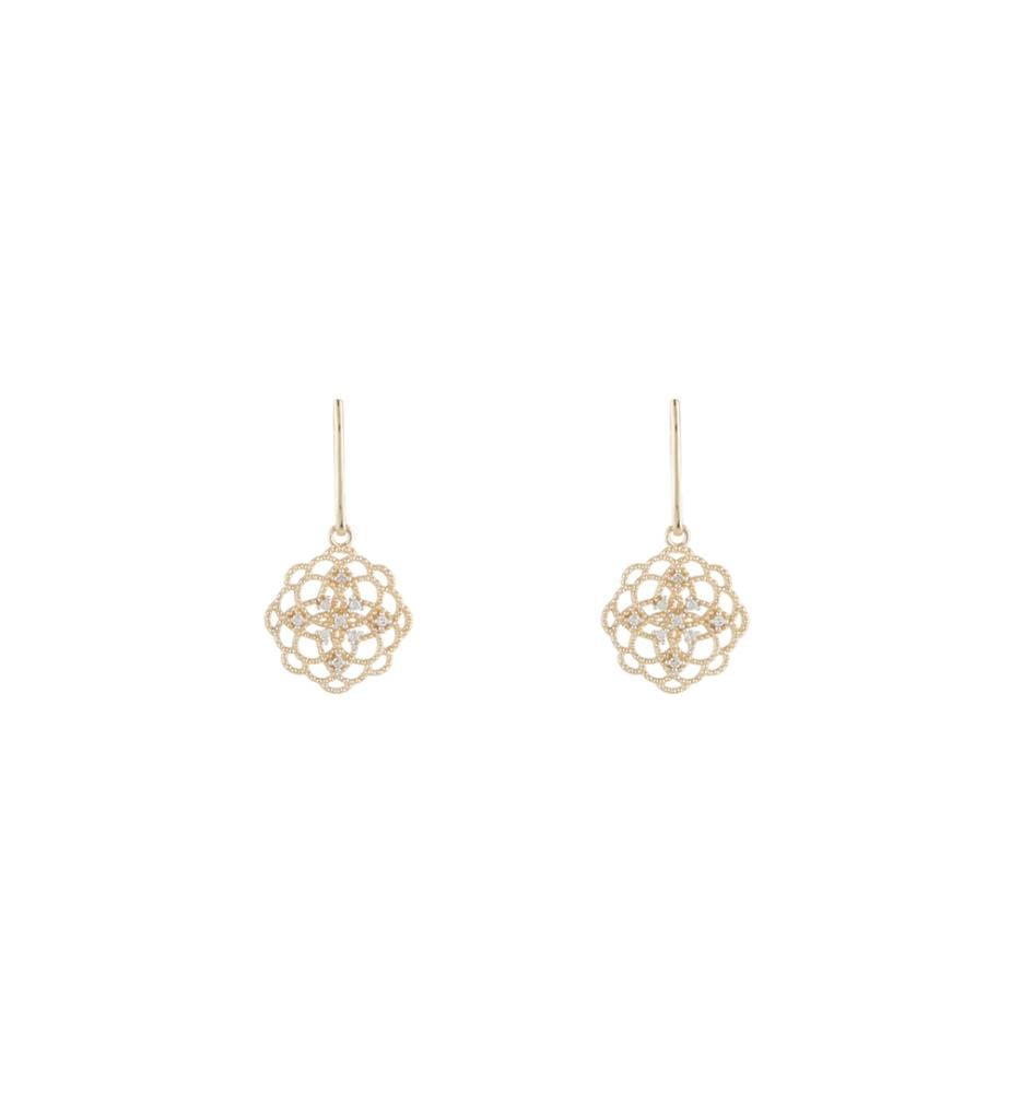 Boucles d'Oreilles Dentelles - Or Jaune 375/1000