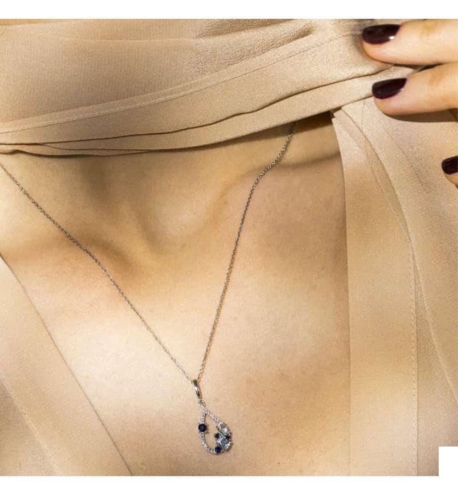 Pendentif Saphir Elixir - Or Blanc 375/1000