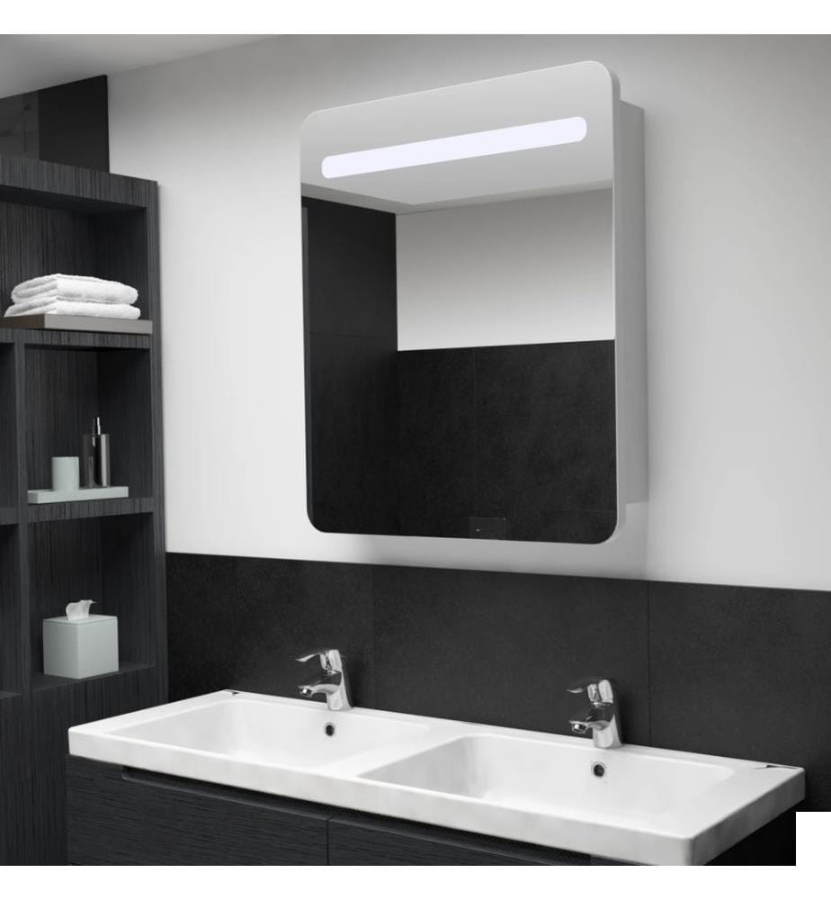 Armoire de salle de bain à miroir LED 68x9x80 cm