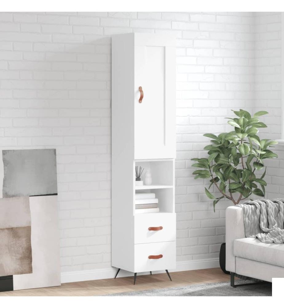 Buffet haut Blanc 34,5x34x180 cm Bois d'ingénierie