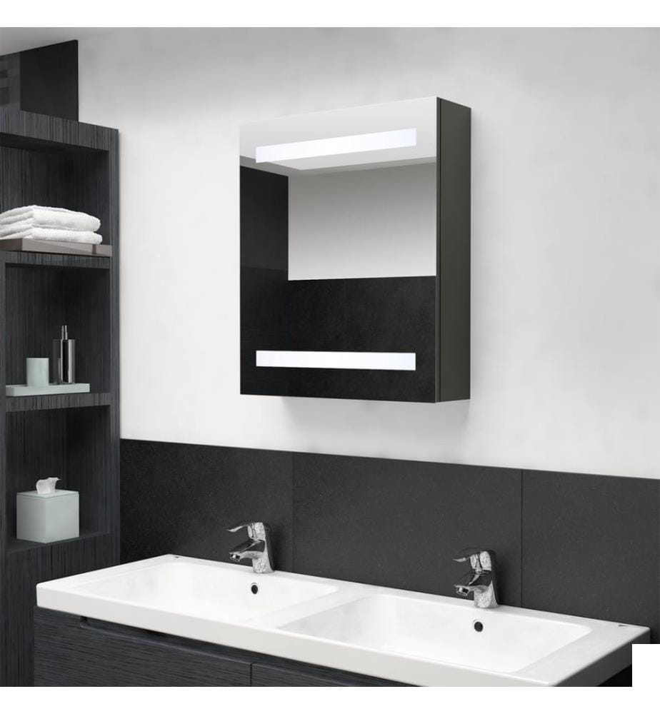 Armoire de salle de bain à miroir LED anthracite 50x14x60 cm