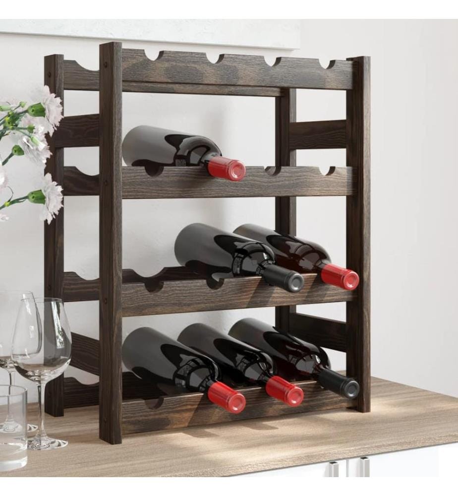 Casier à bouteilles pour 16 bouteilles noir bois pin solide