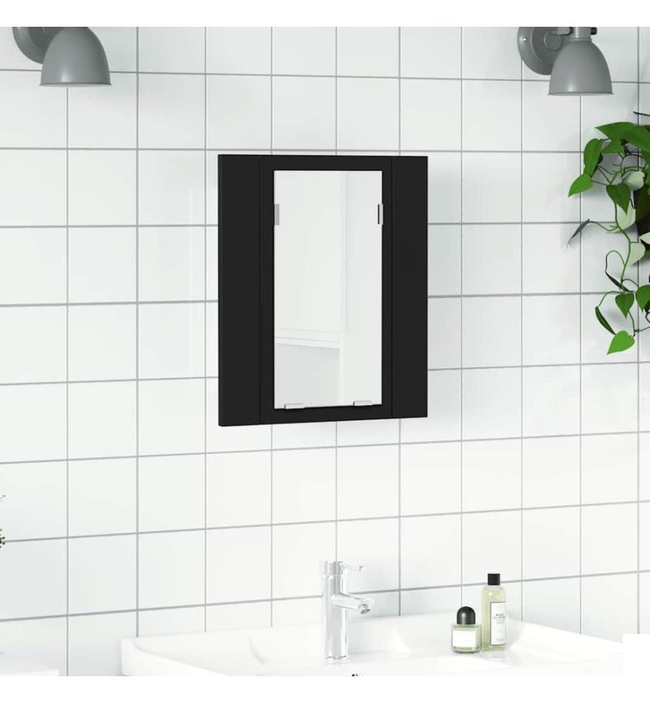 Armoire à miroir de salle de bain LED Noir 40x12x45cm Acrylique