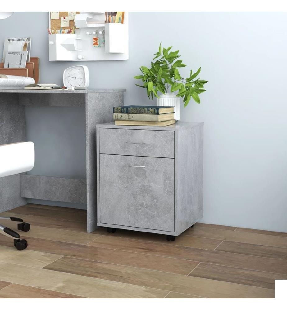 Armoire à roulettes Gris béton 45x38x54 cm Bois dingénierie