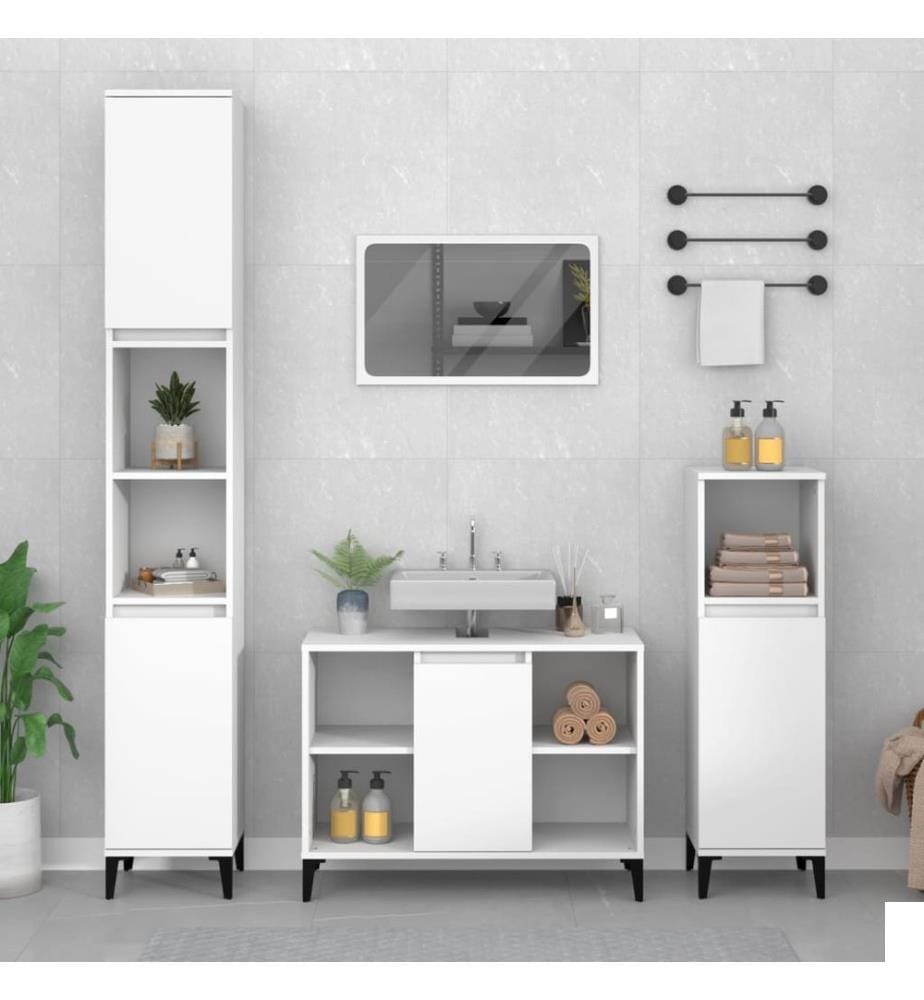 Meuble d'évier blanc 80x33x60 cm bois d'ingénierie