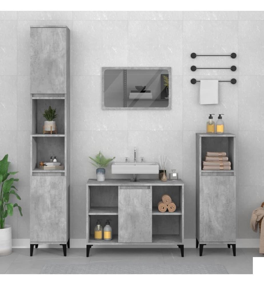 Meuble d'évier gris béton 80x33x60 cm bois d'ingénierie