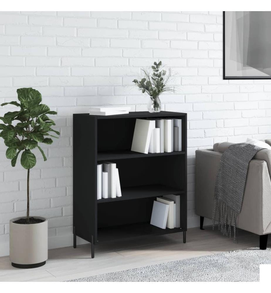 Armoire à étagères noir 69,5x32,5x90 cm bois d'ingénierie
