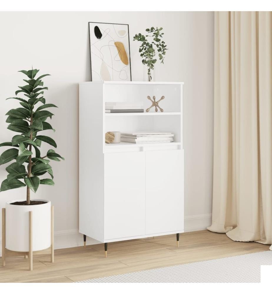 Buffet haut Blanc 60x36x110 cm Bois d'ingénierie
