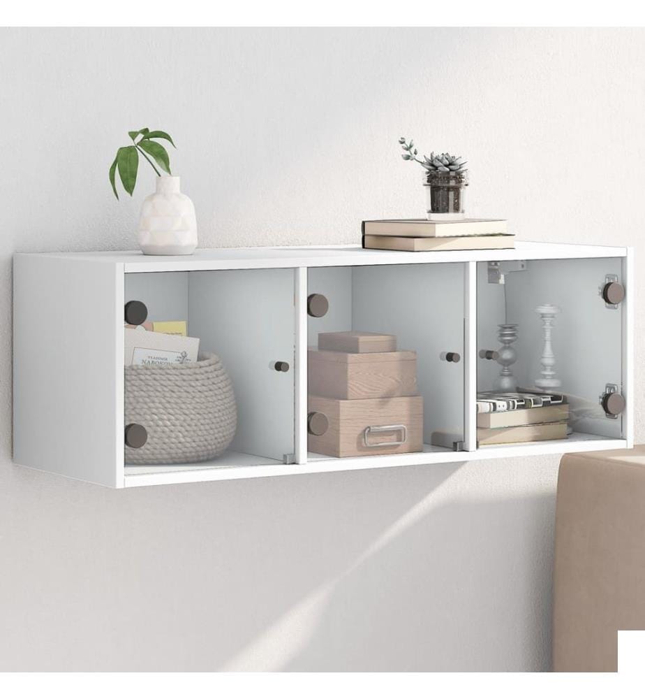 Armoire murale avec portes en verre blanc 102x37x35 cm