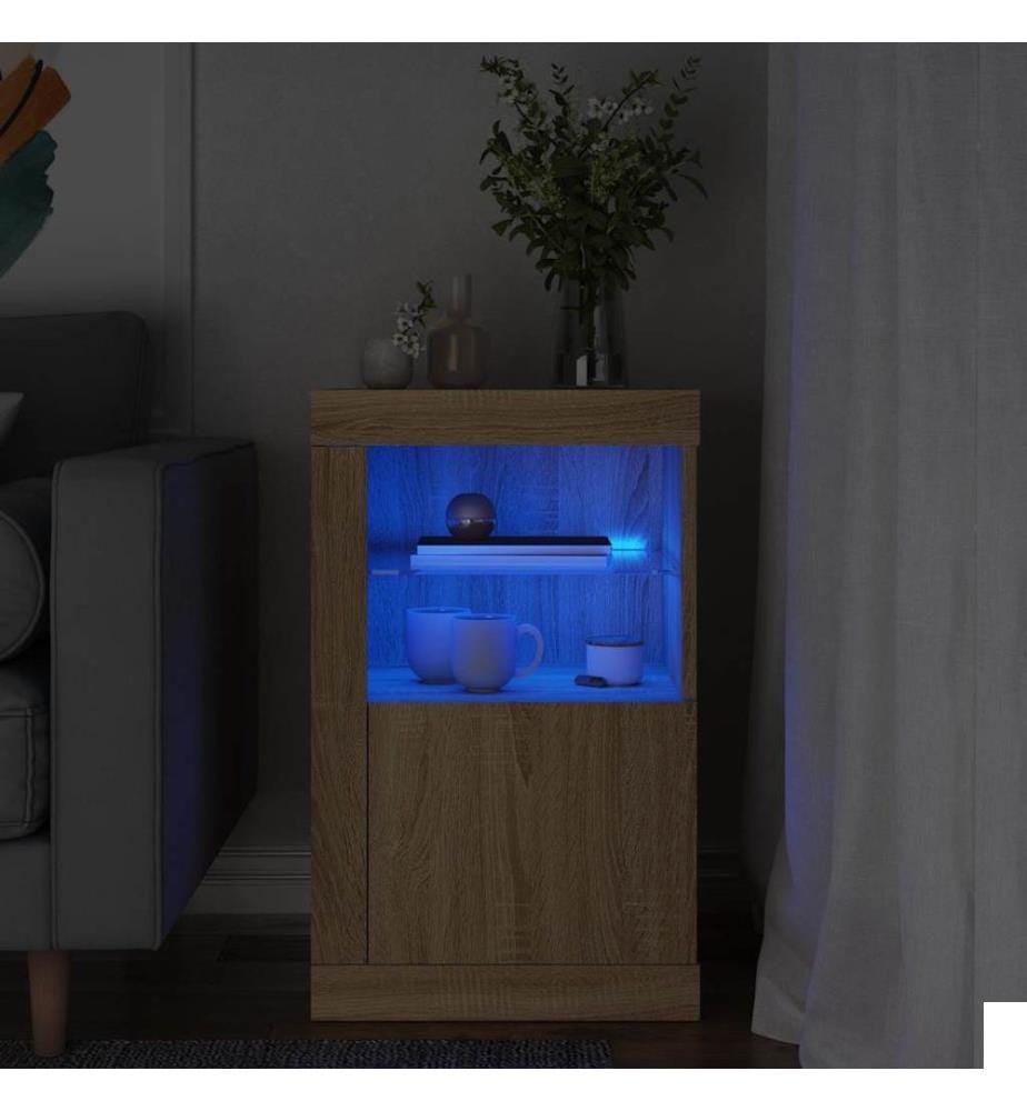 Armoire latérale avec lumières LED chêne sonoma