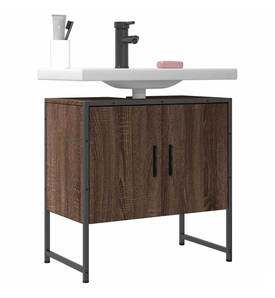 Armoire lavabo de salle de bain chêne marron 60x33x60 cm