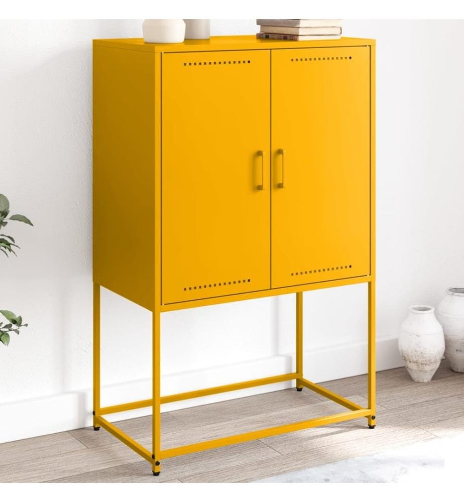 Buffet haut jaune moutarde 68,5x38,5x107 cm acier