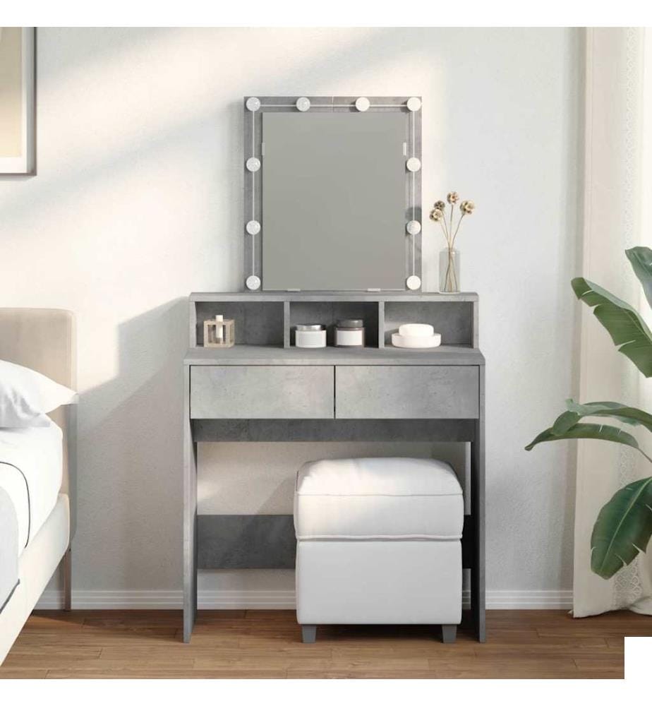 Coiffeuse avec LED gris béton 80x41x144,5 cm