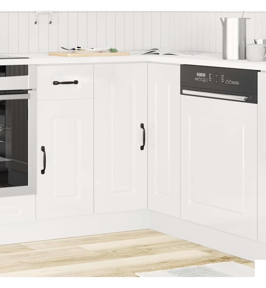 Armoire d'angle de cuisine Kalmar blanc brillant