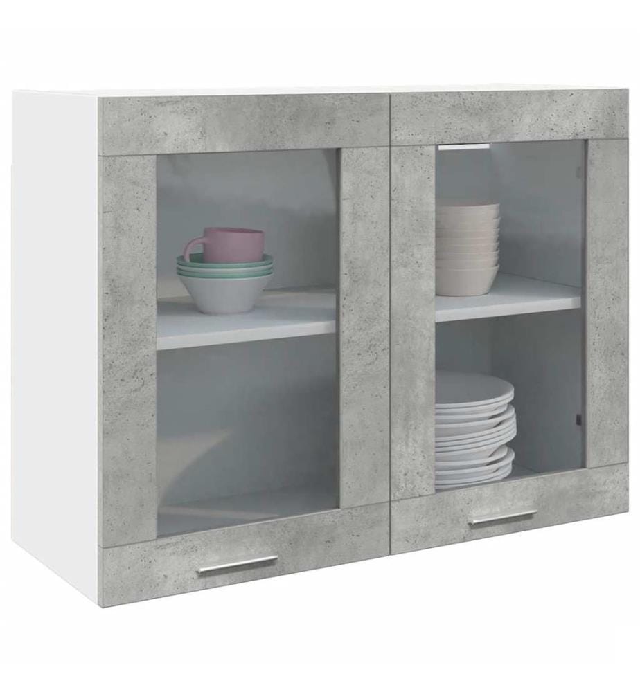Vitrine suspendue "Lyon" Gris béton 80 x 31 x 60 cm
