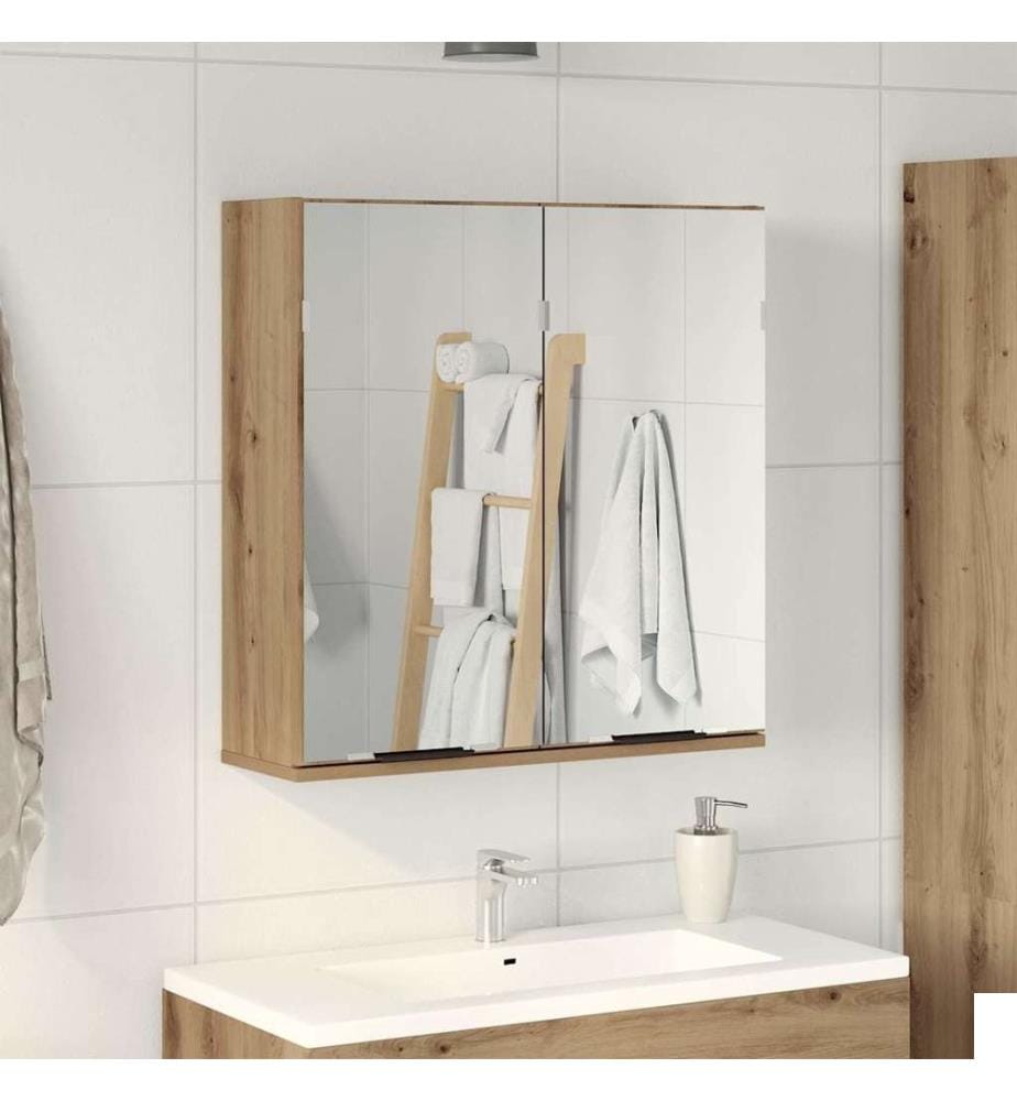 Armoire à miroir de salle de bain chêne artisanal 64x20x66,5 cm