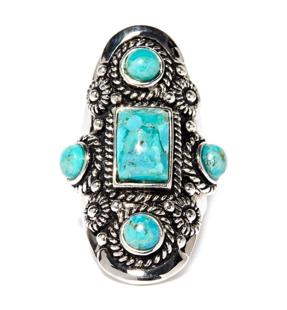 Bague Xochipilli Turquoise - Argenté