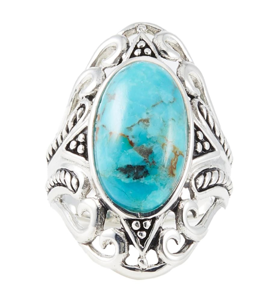 Bague Ehécatl Turquoise - Argenté