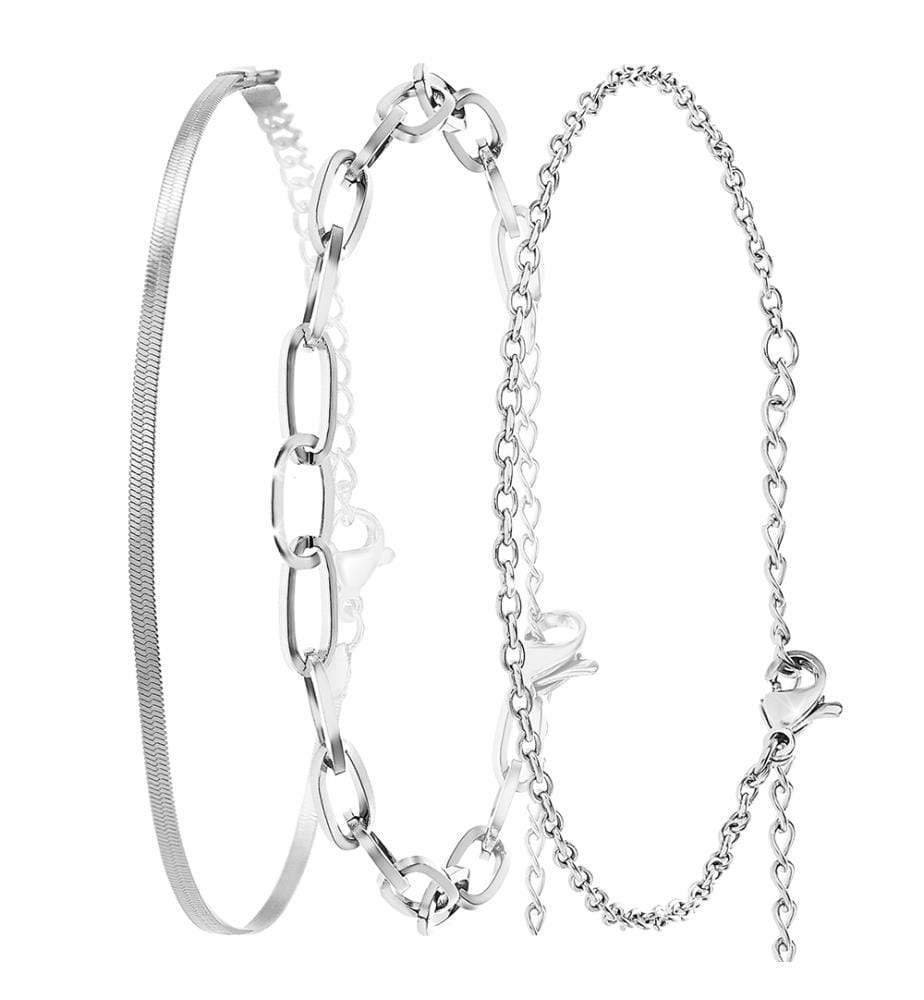 Lot de 3 Bracelets - Argenté