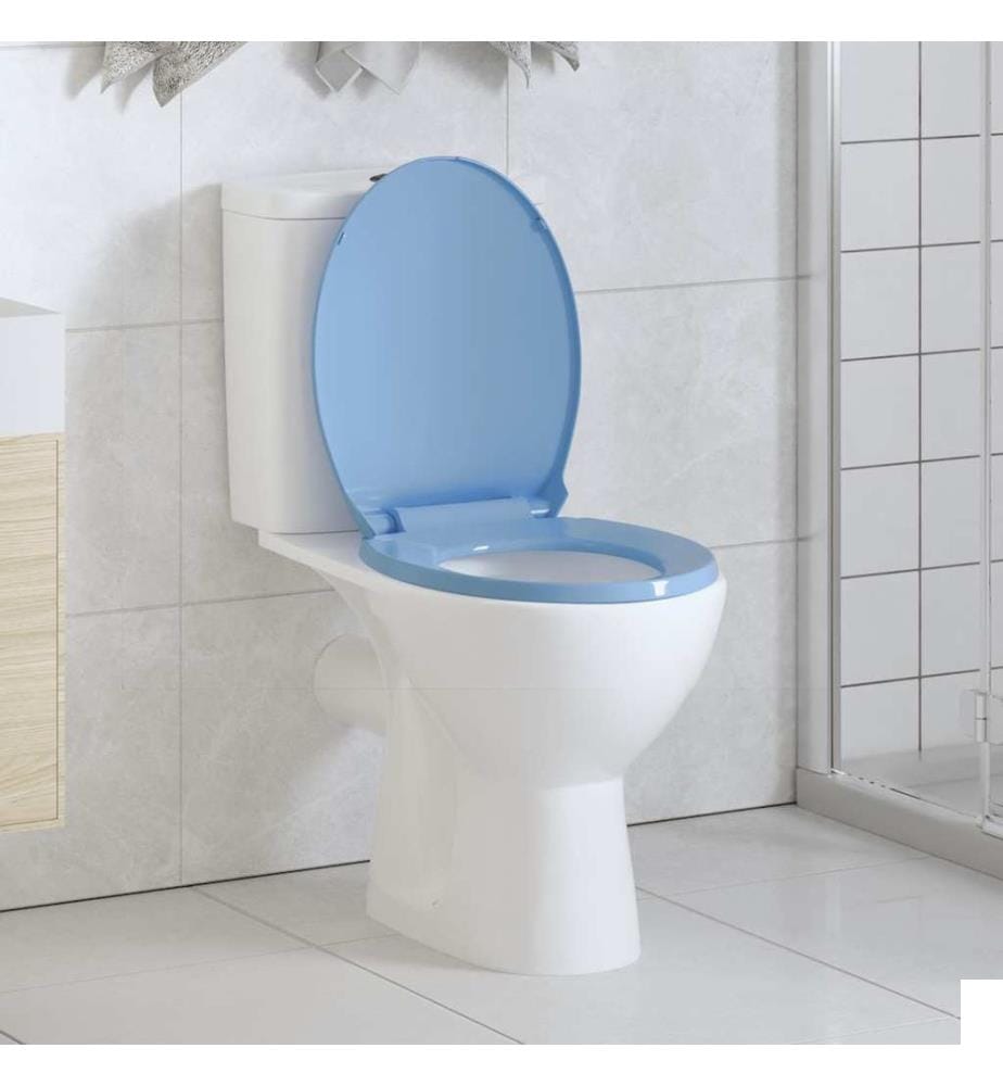 Siège de toilette à fermeture en douceur Bleu Ovale