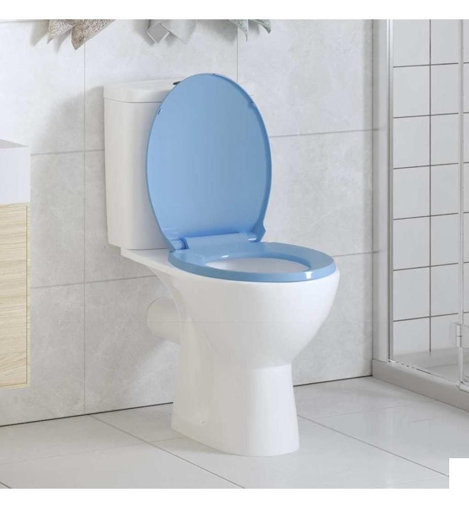 Siège de toilette à fermeture en douceur Bleu Ovale