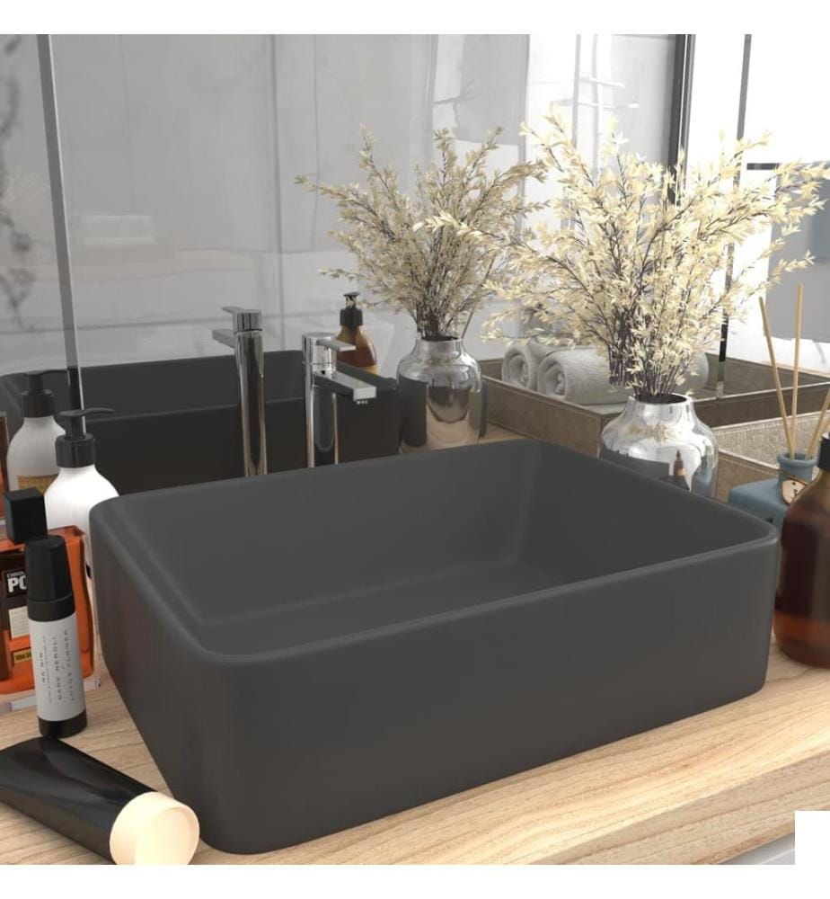 Lavabo de luxe Gris foncé mat 41x30x12 cm Céramique