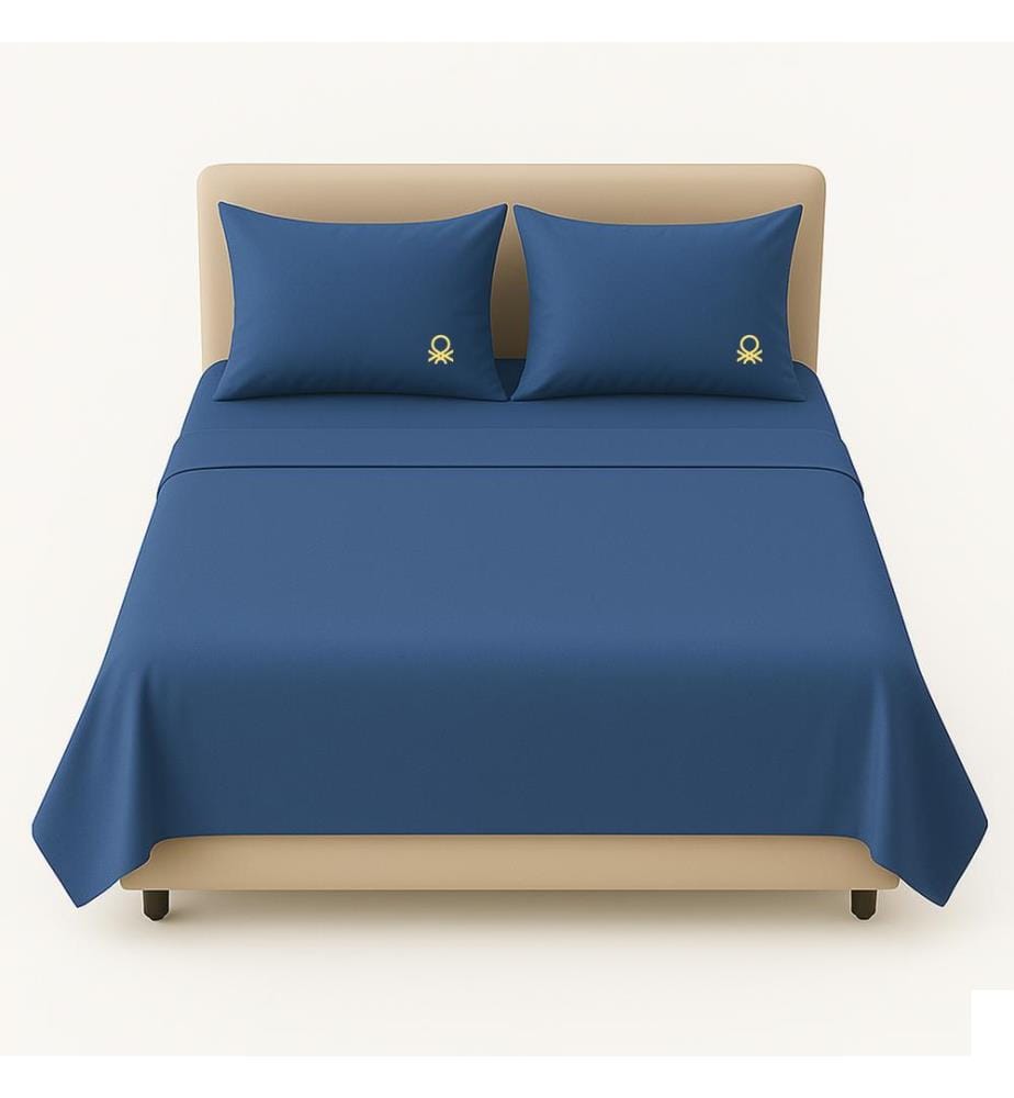Ensemble de draps 4 PiècesKing : Drap plat (240x290cm avec ourlet simple de 5cm) + Drap-housse (175x200+25cm rabat) + 2 Taies d'oreiller (50x80cm) 100% Coton