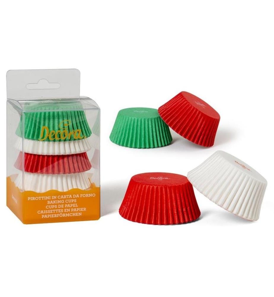 Decora Moule à muffins 75 pièces, Rouge, Blanc et Vert