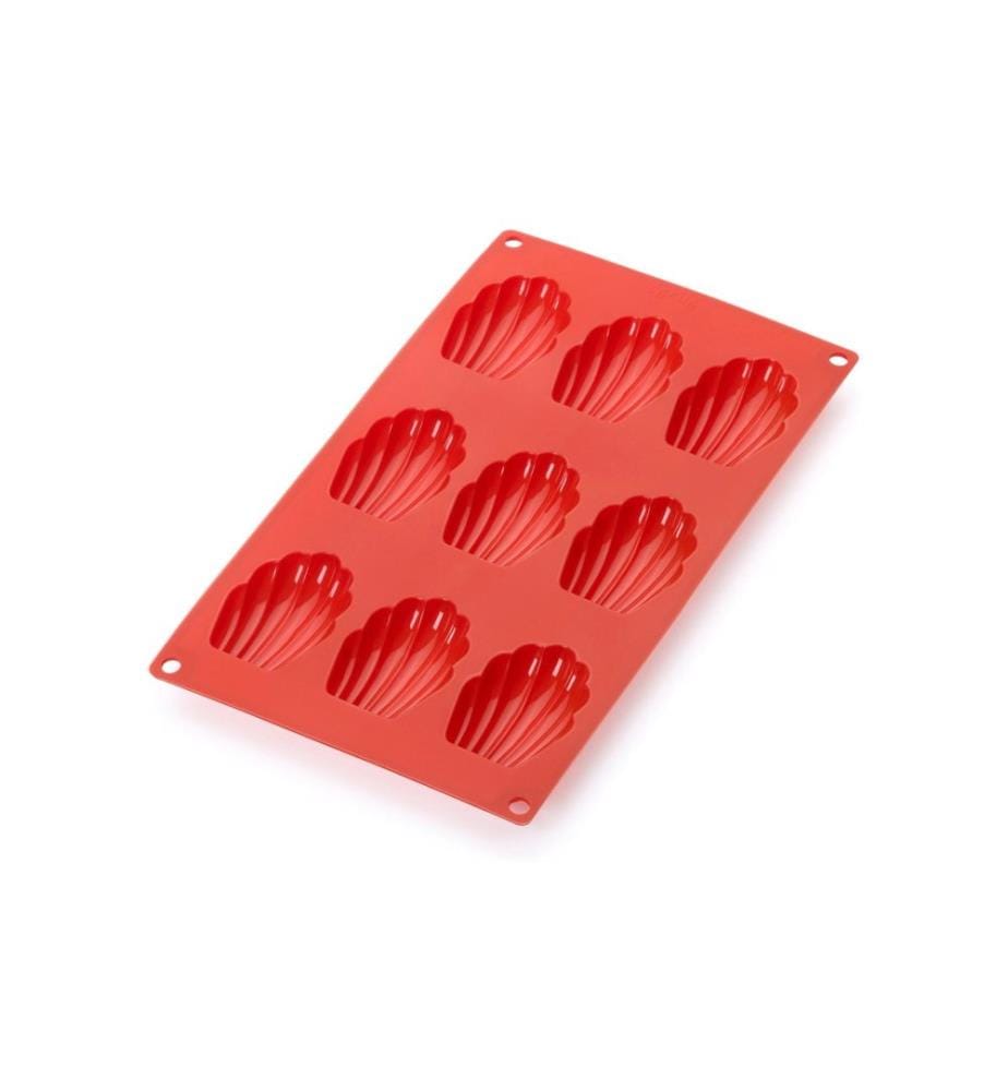 Lékué Moule à madeleines Silicone, Rouge, 9 cavités