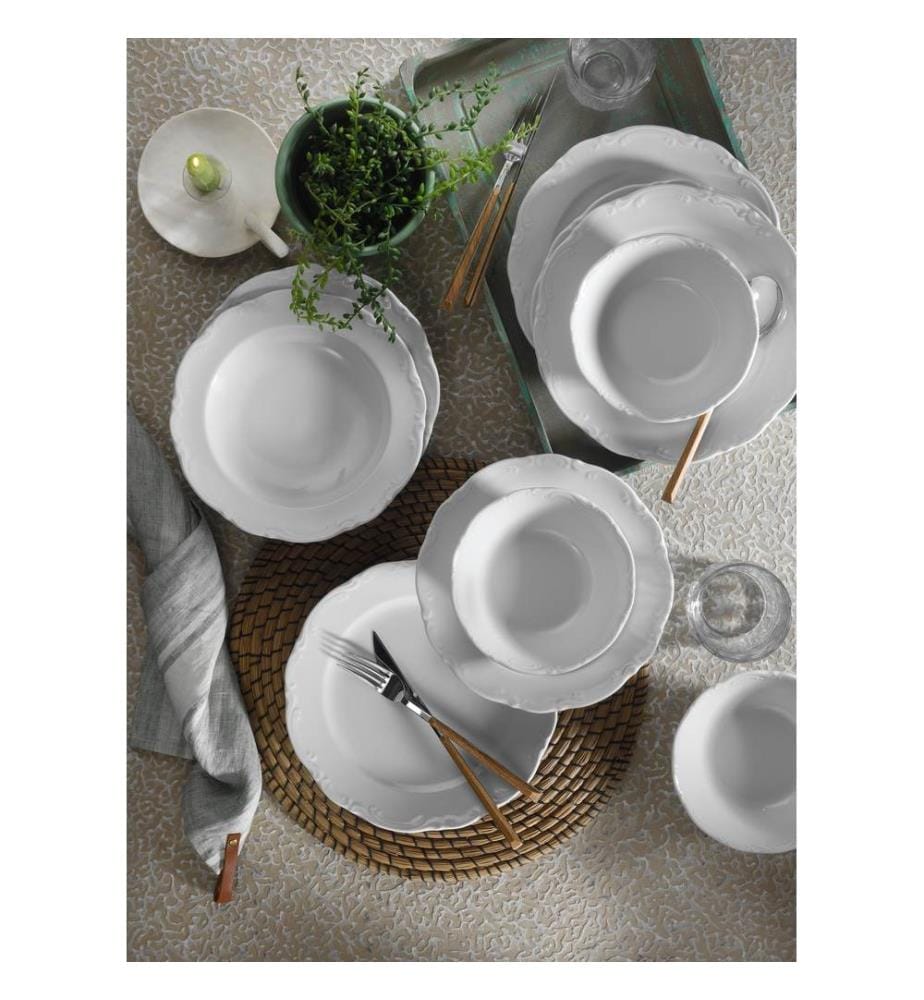 Service de table 18 pièces en porcelaine - Blanc