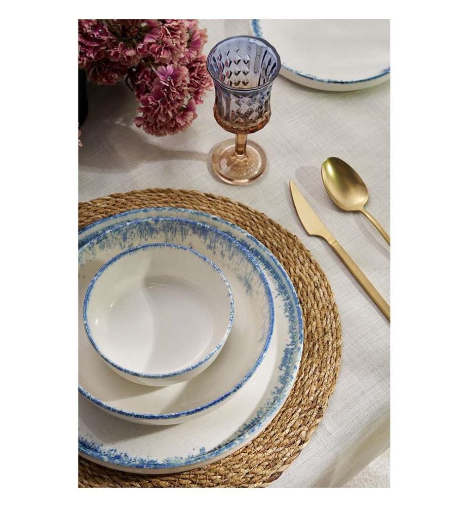 Service de table 24 pièces - Blanc et Bleu