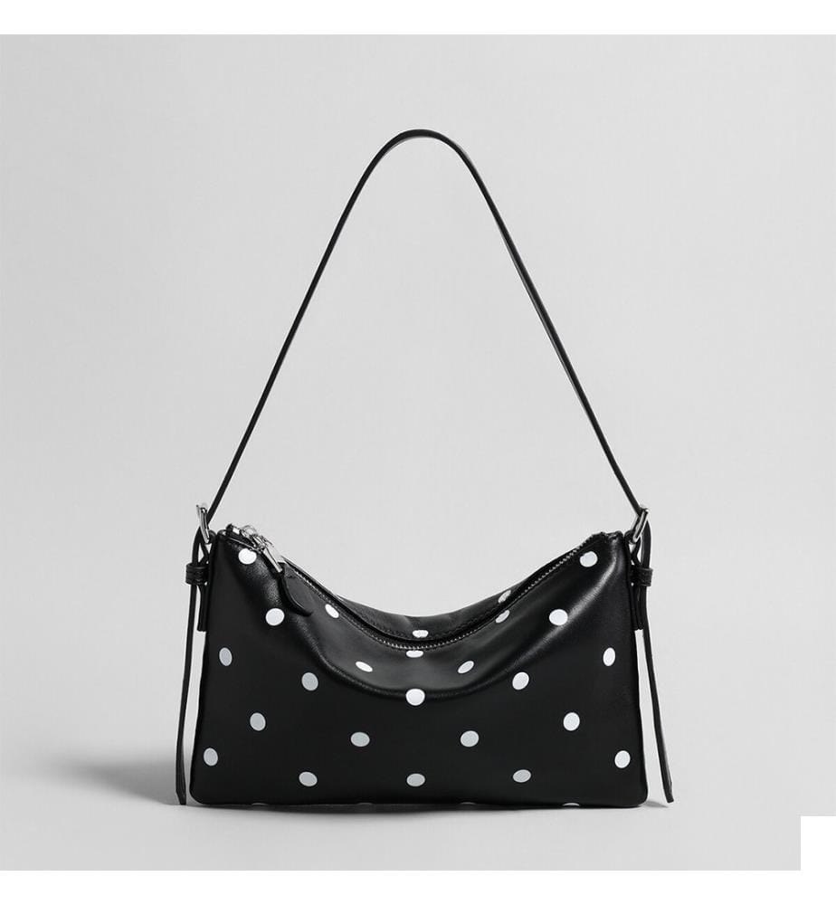 Sac hobo souple à pois - Noir